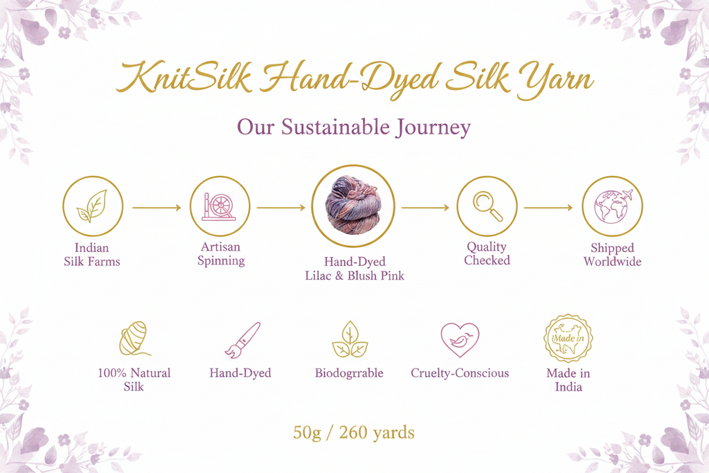 Knitsilk 3 Ply 100% Mulberry Silk Lace Weight Yarn | Perfect for Knitting, Crocheting & Weaving | Premium Quality Silk Yarn for Luxurious Projects (50g – 260 Yards, Orchids)