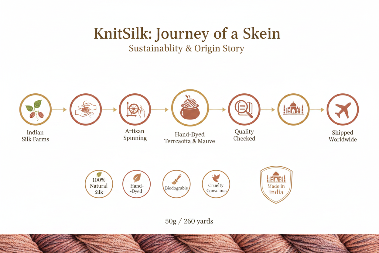 Knitsilk 3 Ply 100% Mulberry Silk Lace Weight Yarn | Perfect for Knitting, Crocheting & Weaving | Premium Quality Silk Yarn for Luxurious Projects (50g – 260 Yards, Lotus)