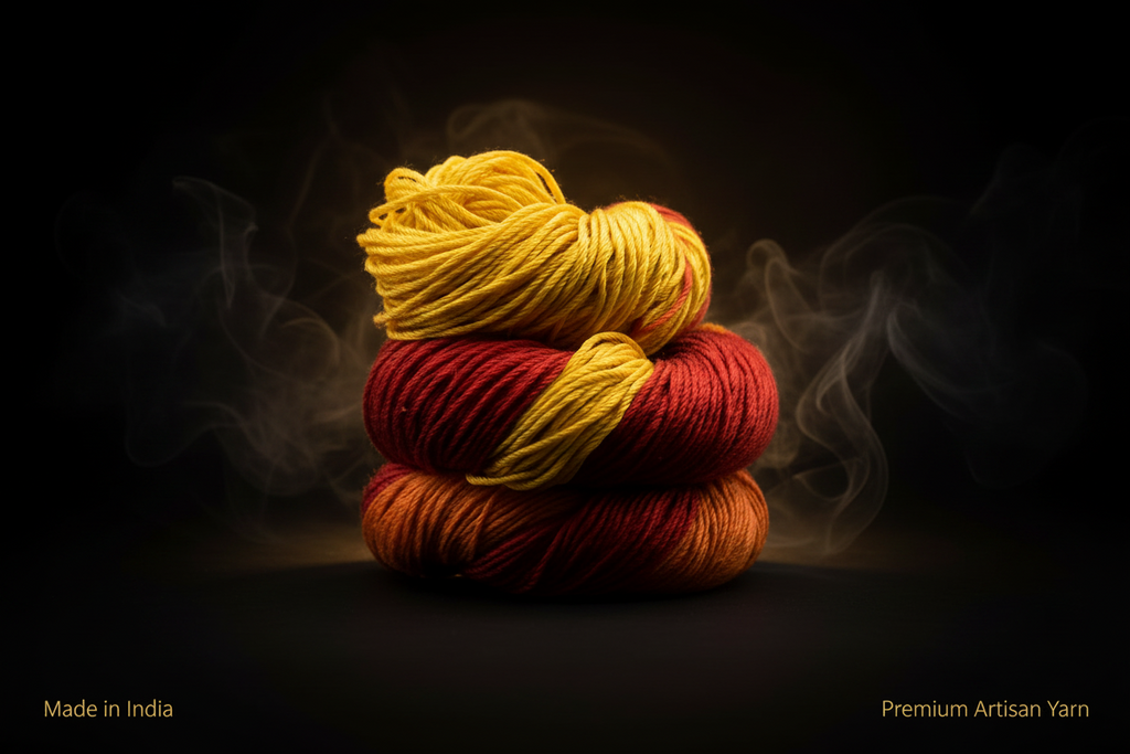 Knitsilk 3 Ply 100% Mulberry Silk Lace Weight Yarn | Perfect for Knitting, Crocheting & Weaving | Premium Quality Silk Yarn for Luxurious Projects (50g – 260 Yards, Red and Yellow)