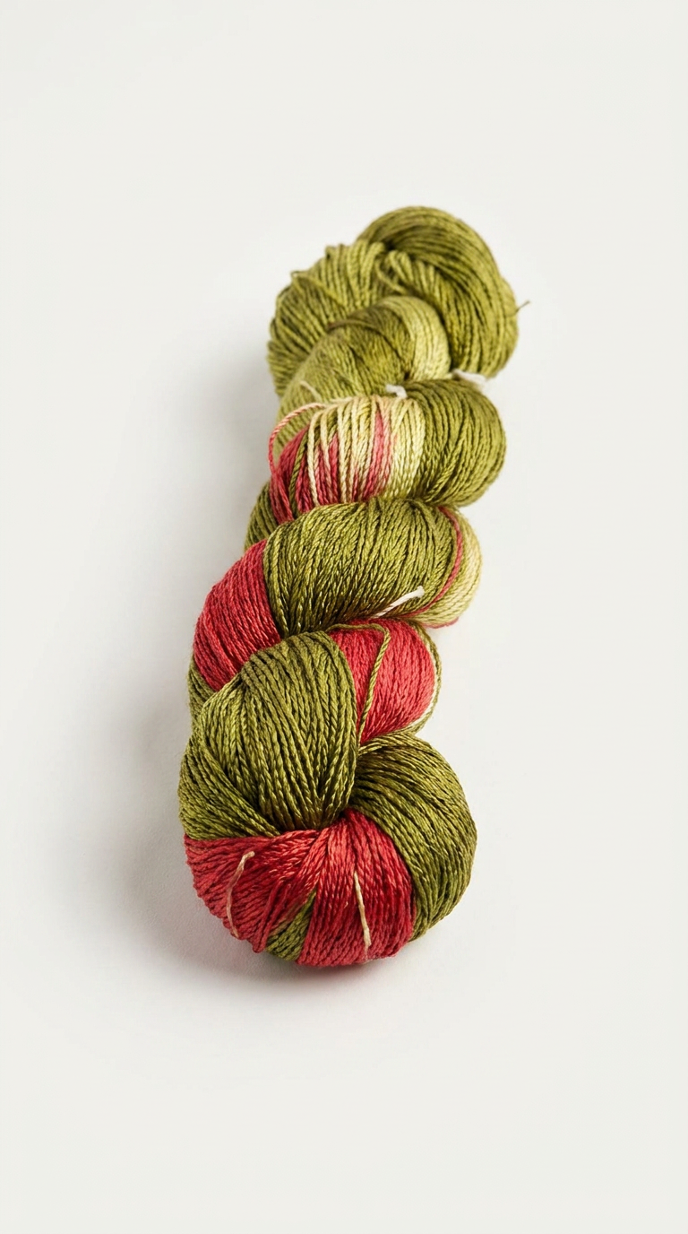 Knitsilk 3 Ply 100% Mulberry Silk Lace Weight Yarn | Perfect for Knitting, Crocheting & Weaving | Premium Quality Silk Yarn for Luxurious Projects (50g – 260 Yards, Dark Olive and Red)