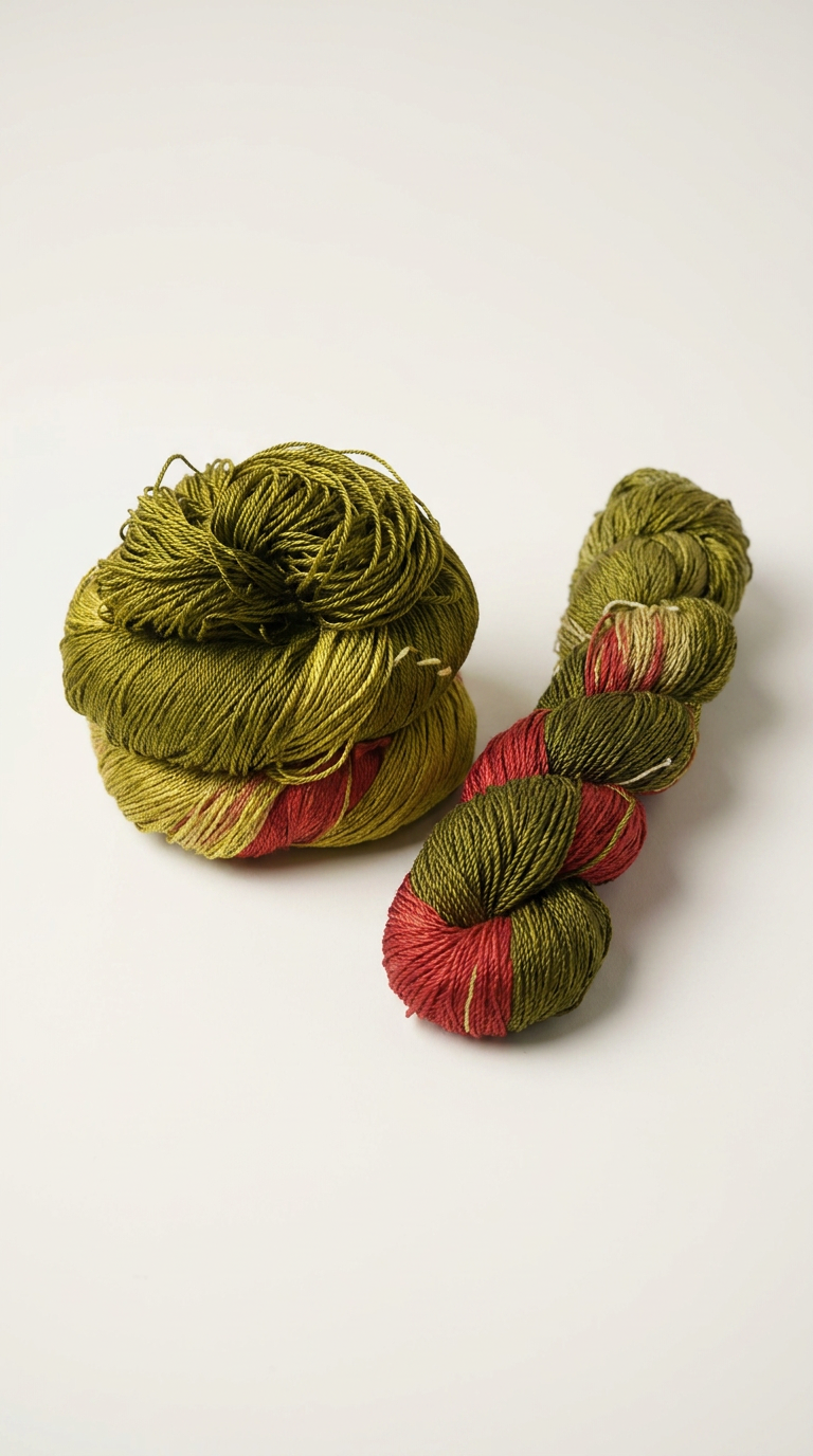 Knitsilk 3 Ply 100% Mulberry Silk Lace Weight Yarn | Perfect for Knitting, Crocheting & Weaving | Premium Quality Silk Yarn for Luxurious Projects (50g – 260 Yards, Dark Olive and Red)