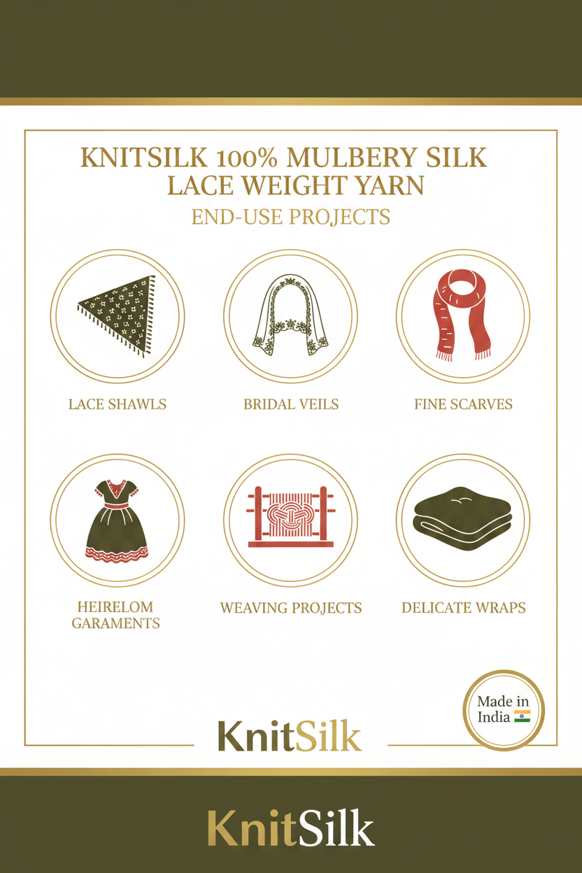 Knitsilk 3 Ply 100% Mulberry Silk Lace Weight Yarn | Perfect for Knitting, Crocheting & Weaving | Premium Quality Silk Yarn for Luxurious Projects (50g – 260 Yards, Dark Olive and Red)