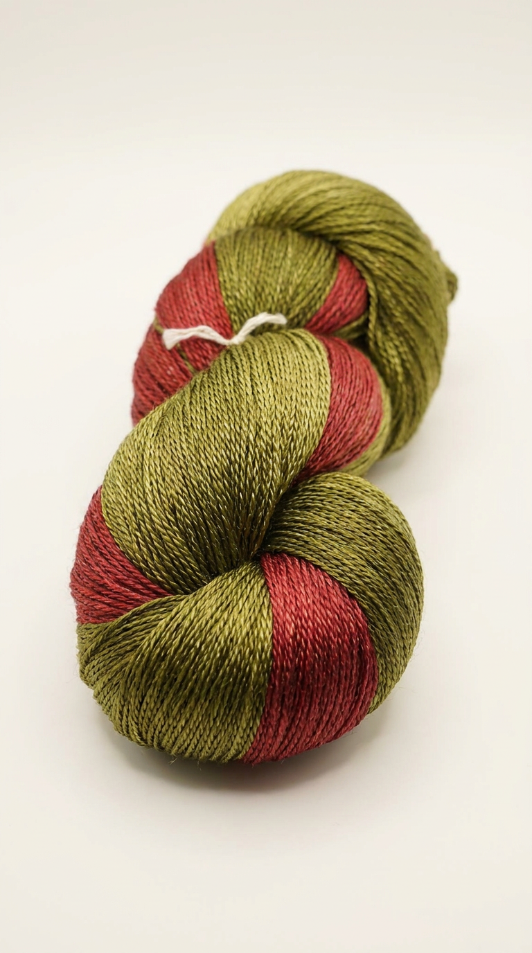 Knitsilk 3 Ply 100% Mulberry Silk Lace Weight Yarn | Perfect for Knitting, Crocheting & Weaving | Premium Quality Silk Yarn for Luxurious Projects (50g – 260 Yards, Dark Olive and Red)