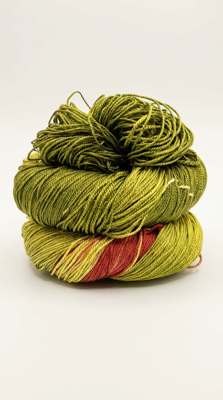Knitsilk 3 Ply 100% Mulberry Silk Lace Weight Yarn | Perfect for Knitting, Crocheting & Weaving | Premium Quality Silk Yarn for Luxurious Projects (50g – 260 Yards, Dark Olive and Red)