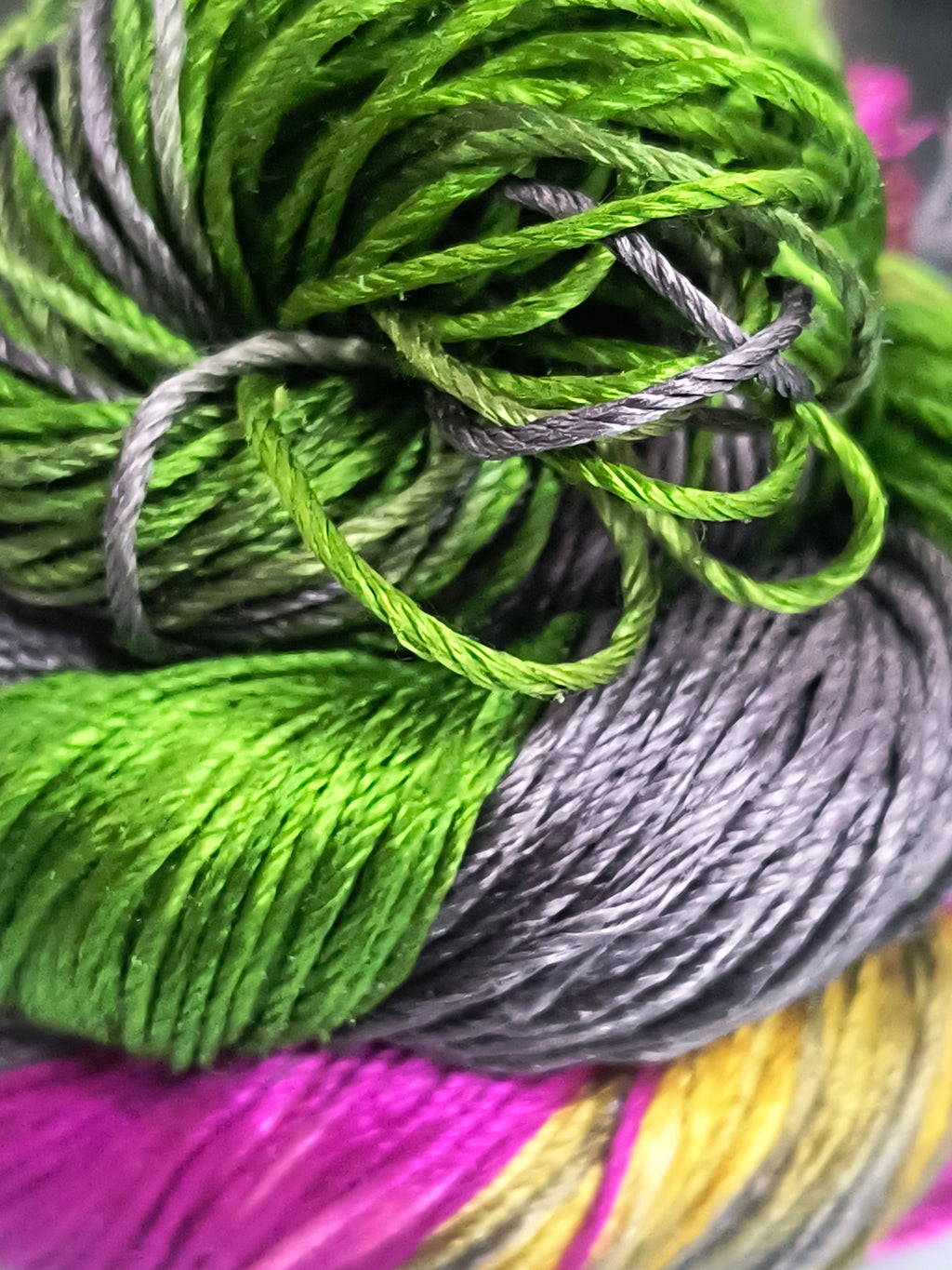 Knitsilk 3 Ply 100% Mulberry Silk Lace Weight Yarn | Perfect for Knitting, Crocheting & Weaving | Premium Quality Silk Yarn for Luxurious Projects (50g – 260 Yards, Green and Purple)