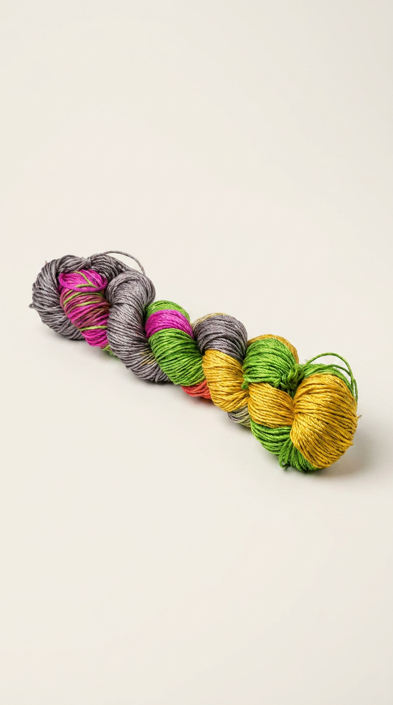 Knitsilk 3 Ply 100% Mulberry Silk Lace Weight Yarn | Perfect for Knitting, Crocheting & Weaving | Premium Quality Silk Yarn for Luxurious Projects (50g – 260 Yards, Green and Purple)