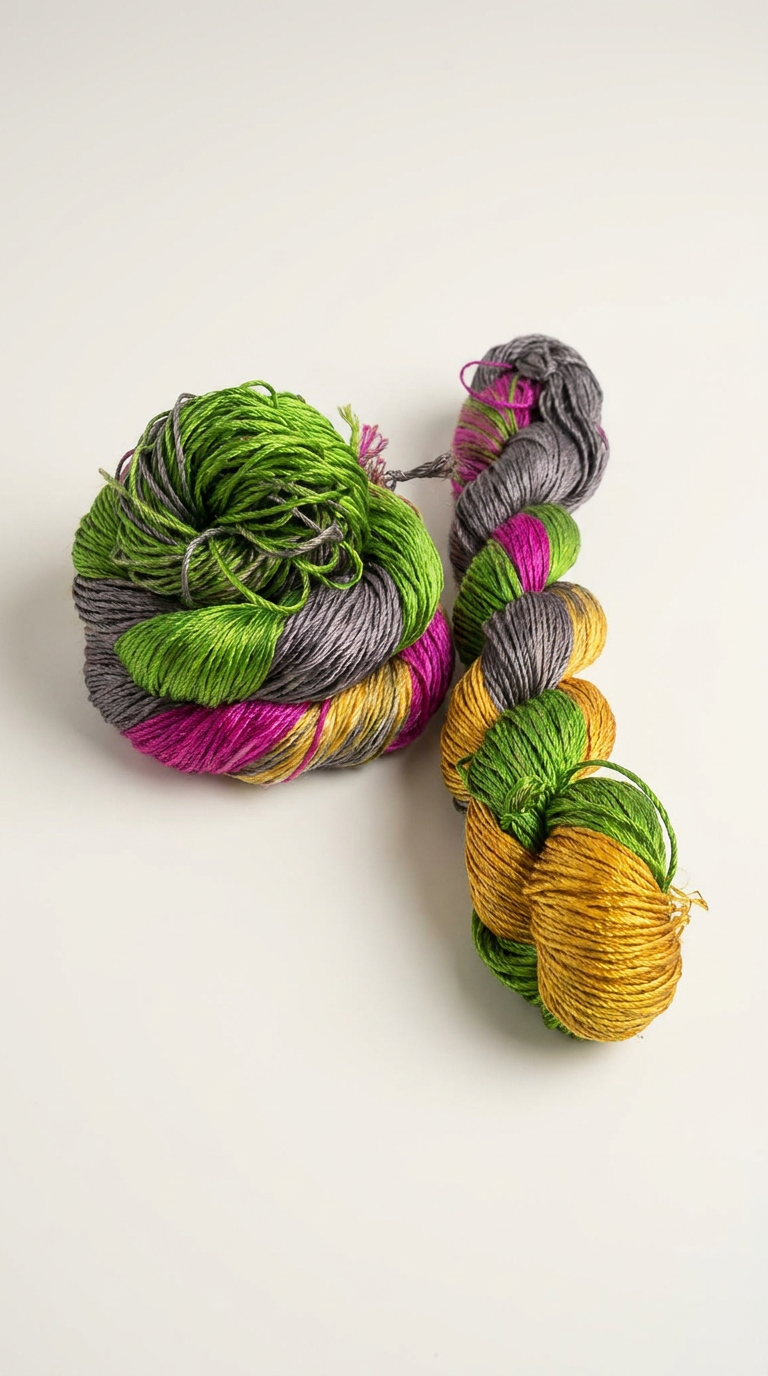 Knitsilk 3 Ply 100% Mulberry Silk Lace Weight Yarn | Perfect for Knitting, Crocheting & Weaving | Premium Quality Silk Yarn for Luxurious Projects (50g – 260 Yards, Green and Purple)