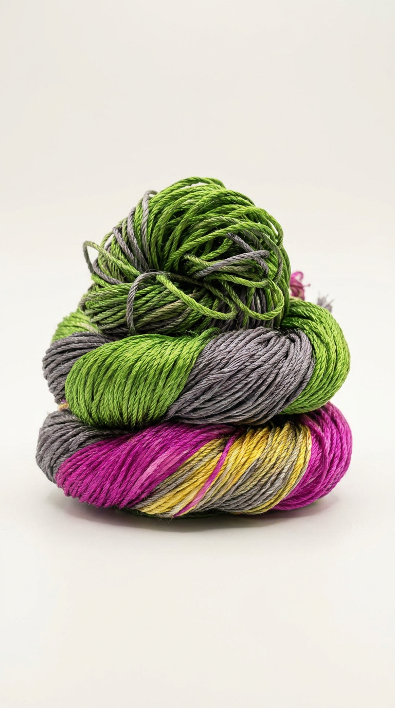Knitsilk 3 Ply 100% Mulberry Silk Lace Weight Yarn | Perfect for Knitting, Crocheting & Weaving | Premium Quality Silk Yarn for Luxurious Projects (50g – 260 Yards, Green and Purple)