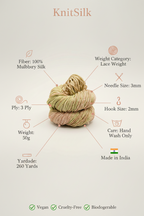 Knitsilk 3 Ply 100% Mulberry Silk Lace Weight Yarn | Perfect for Knitting, Crocheting & Weaving | Premium Quality Silk Yarn for Luxurious Projects (50g – 260 Yards, Gold)