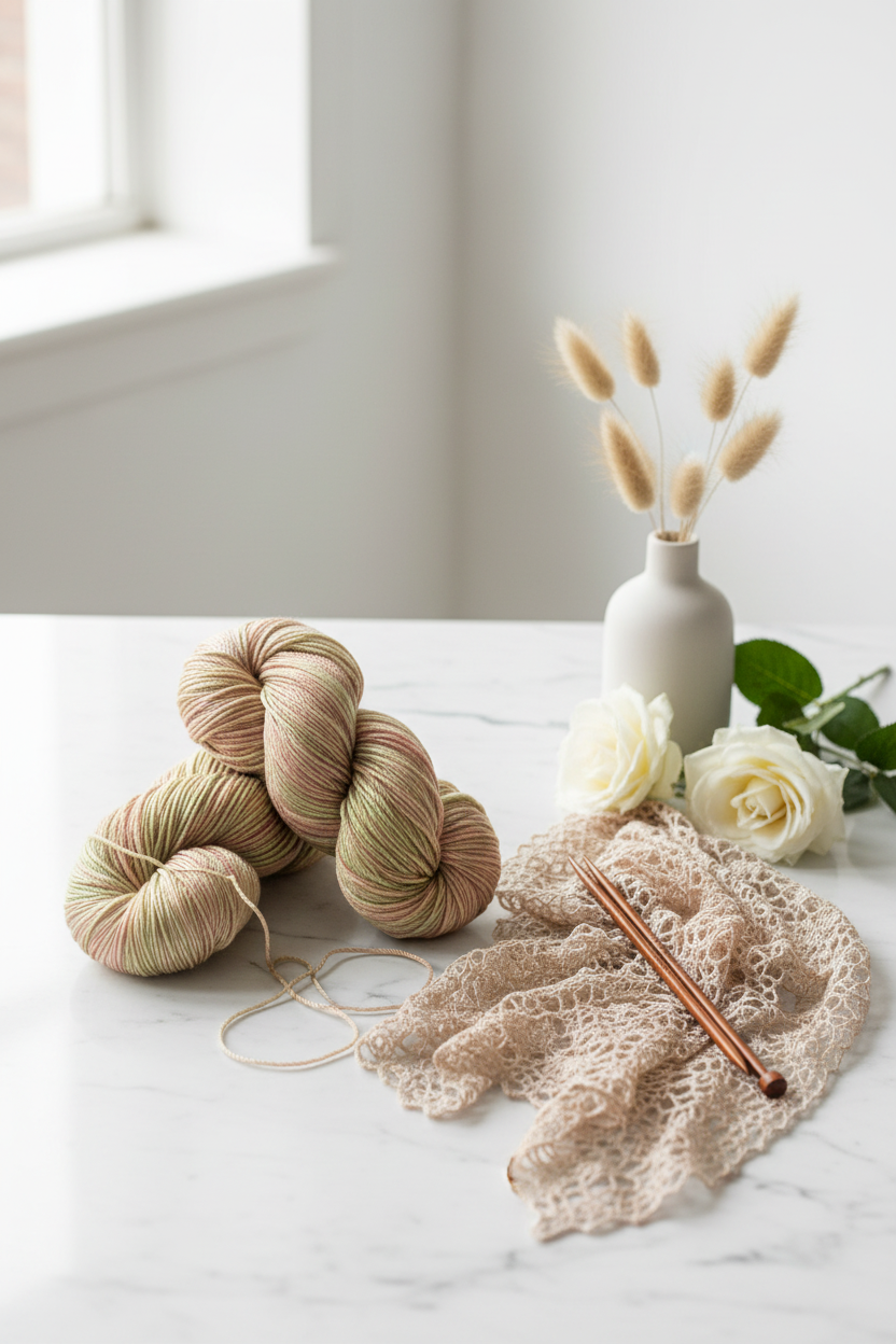 Knitsilk 3 Ply 100% Mulberry Silk Lace Weight Yarn | Perfect for Knitting, Crocheting & Weaving | Premium Quality Silk Yarn for Luxurious Projects (50g – 260 Yards, Gold)