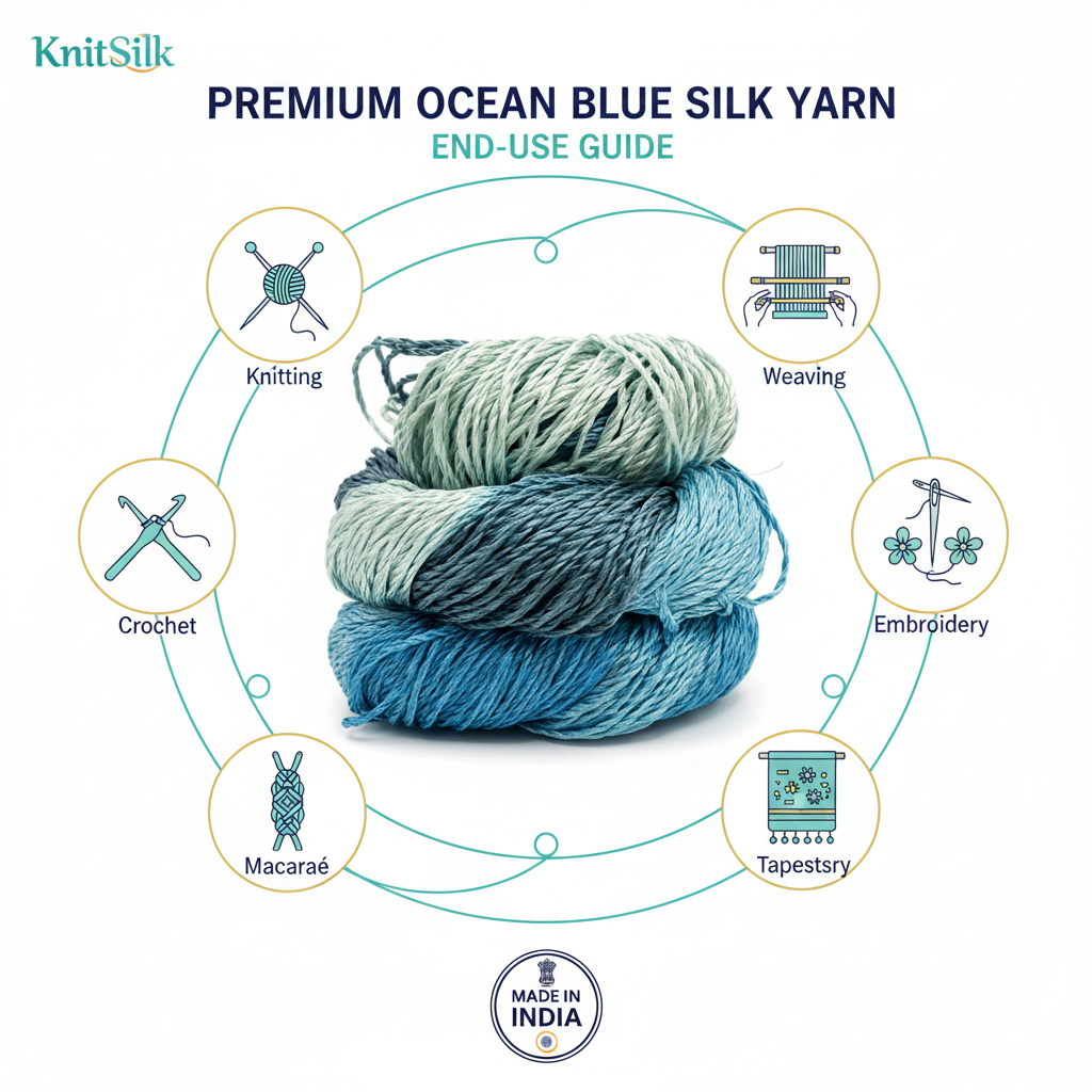 Knitsilk 3 Ply 100% Mulberry Silk Lace Weight Yarn | Perfect for Knitting, Crocheting & Weaving | Premium Quality Silk Yarn for Luxurious Projects (50g – 260 Yards, Sky Blue)