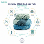 Knitsilk 3 Ply 100% Mulberry Silk Lace Weight Yarn | Perfect for Knitting, Crocheting & Weaving | Premium Quality Silk Yarn for Luxurious Projects (50g – 260 Yards, Sky Blue)