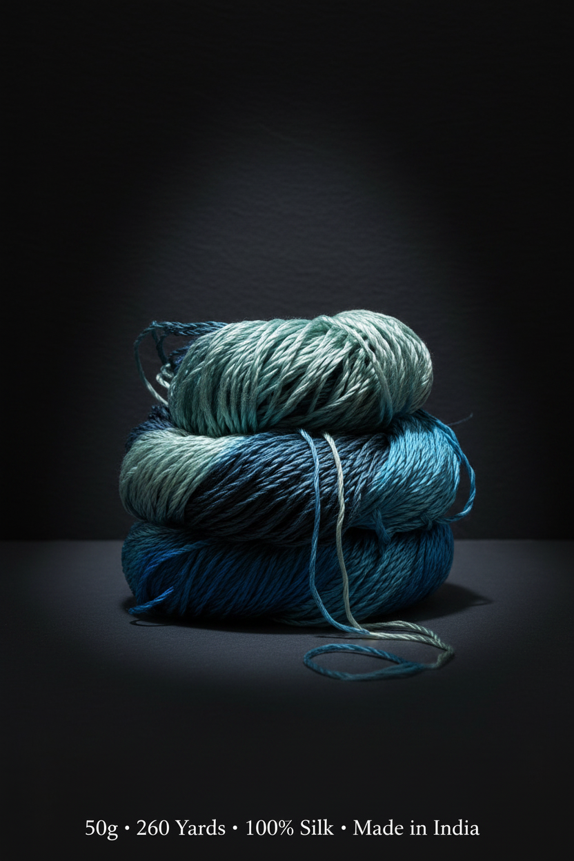 Knitsilk 3 Ply 100% Mulberry Silk Lace Weight Yarn | Perfect for Knitting, Crocheting & Weaving | Premium Quality Silk Yarn for Luxurious Projects (50g – 260 Yards, Sky Blue)