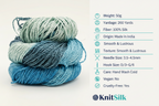 Knitsilk 3 Ply 100% Mulberry Silk Lace Weight Yarn | Perfect for Knitting, Crocheting & Weaving | Premium Quality Silk Yarn for Luxurious Projects (50g – 260 Yards, Sky Blue)