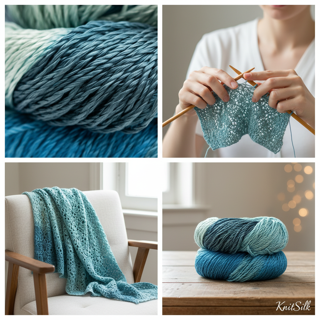 Knitsilk 3 Ply 100% Mulberry Silk Lace Weight Yarn | Perfect for Knitting, Crocheting & Weaving | Premium Quality Silk Yarn for Luxurious Projects (50g – 260 Yards, Sky Blue)