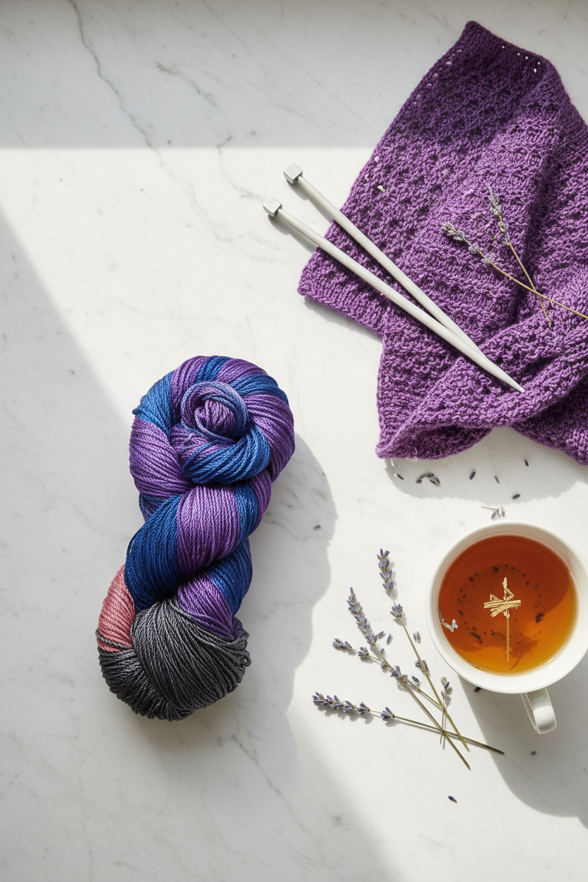Knitsilk 3 Ply 100% Mulberry Silk Lace Weight Yarn | Perfect for Knitting, Crocheting & Weaving | Premium Quality Silk Yarn for Luxurious Projects (50g – 260 Yards, Blue & Gray)