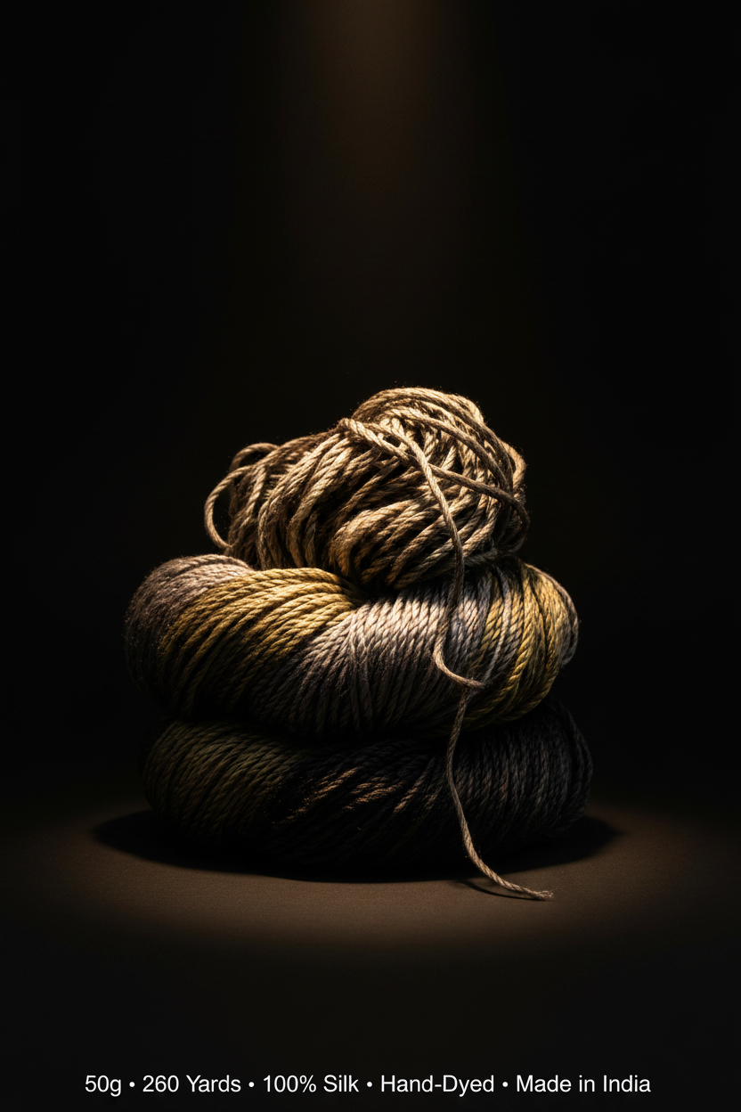 Knitsilk 3 Ply 100% Mulberry Silk Lace Weight Yarn | Perfect for Knitting, Crocheting & Weaving | Premium Quality Silk Yarn for Luxurious Projects (50g – 260 Yards, Black and Grey)