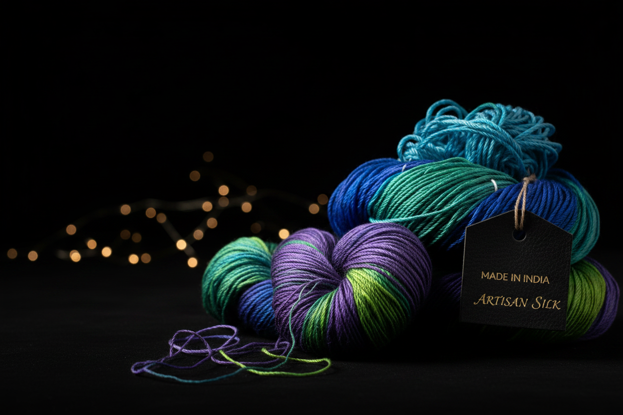 Knitsilk 3 Ply 100% Mulberry Silk Lace Weight Yarn | Perfect for Knitting, Crocheting & Weaving | Premium Quality Silk Yarn for Luxurious Projects (50g – 260 Yards, Plumbago)