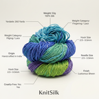 Knitsilk 3 Ply 100% Mulberry Silk Lace Weight Yarn | Perfect for Knitting, Crocheting & Weaving | Premium Quality Silk Yarn for Luxurious Projects (50g – 260 Yards, Plumbago)
