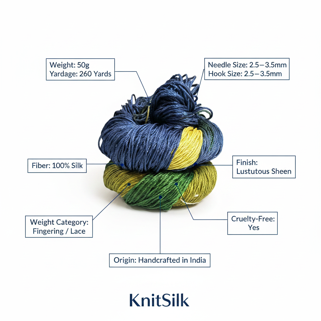 Knitsilk 3 Ply 100% Mulberry Silk Lace Weight Yarn | Perfect for Knitting, Crocheting & Weaving | Premium Quality Silk Yarn for Luxurious Projects (50g – 260 Yards, Chrysanthemum)