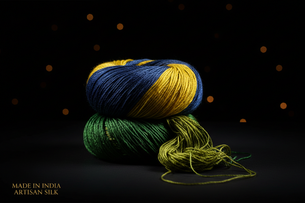 Knitsilk 3 Ply 100% Mulberry Silk Lace Weight Yarn | Perfect for Knitting, Crocheting & Weaving | Premium Quality Silk Yarn for Luxurious Projects (50g – 260 Yards, Chrysanthemum)