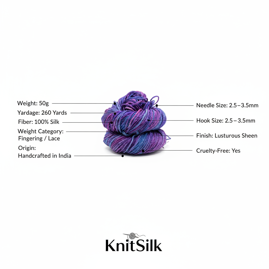 Knitsilk 3 Ply 100% Mulberry Silk Lace Weight Yarn | Perfect for Knitting, Crocheting & Weaving | Premium Quality Silk Yarn for Luxurious Projects (50g – 260 Yards, Pink and Majenta)