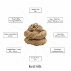 Knitsilk 3 Ply 100% Mulberry Silk Lace Weight Yarn | Perfect for Knitting, Crocheting & Weaving | Premium Quality Silk Yarn for Luxurious Projects (50g – 260 Yards, Beige)