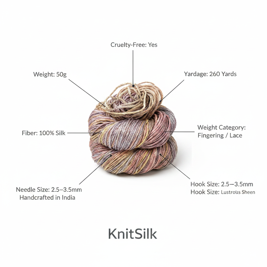 Knitsilk 3 Ply 100% Mulberry Silk Lace Weight Yarn | Perfect for Knitting, Crocheting & Weaving | Premium Quality Silk Yarn for Luxurious Projects (50g – 260 Yards, Unicorn)