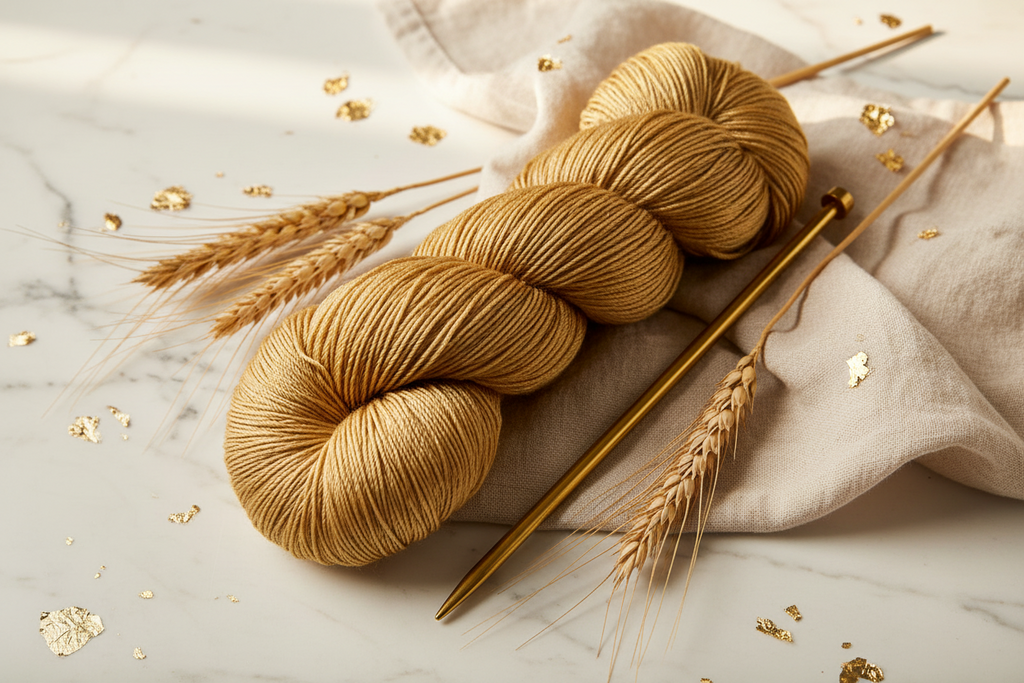 Knitsilk 3 Ply 100% Mulberry Silk Lace Weight Yarn | Perfect for Knitting, Crocheting & Weaving | Premium Quality Silk Yarn for Luxurious Projects (50g – 260 Yards, Golden Mustard)