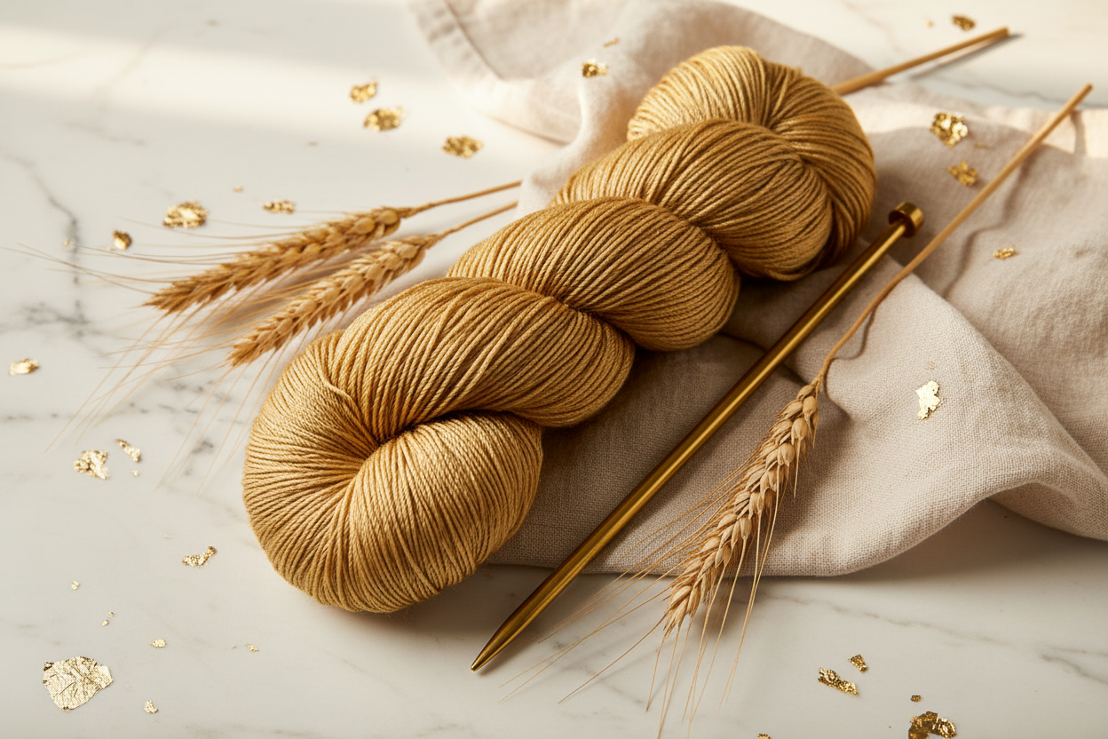 Knitsilk 3 Ply 100% Mulberry Silk Lace Weight Yarn | Perfect for Knitting, Crocheting & Weaving | Premium Quality Silk Yarn for Luxurious Projects (50g – 260 Yards, Golden Mustard)