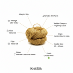 Knitsilk 3 Ply 100% Mulberry Silk Lace Weight Yarn | Perfect for Knitting, Crocheting & Weaving | Premium Quality Silk Yarn for Luxurious Projects (50g – 260 Yards, Golden Mustard)