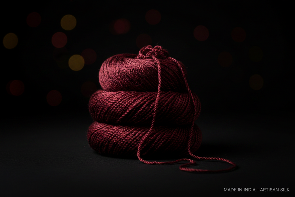 Knitsilk 3 Ply 100% Mulberry Silk Lace Weight Yarn | Perfect for Knitting, Crocheting & Weaving | Premium Quality Silk Yarn for Luxurious Projects (50g – 260 Yards, Plum)