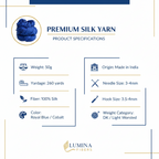 Knitsilk 3 Ply 100% Mulberry Silk Lace Weight Yarn | Perfect for Knitting, Crocheting & Weaving | Premium Quality Silk Yarn for Luxurious Projects (50g – 260 Yards, Royal blue)