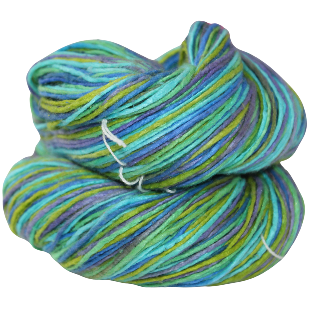 Knitsilk Recycled Mulberry Silk Roving Worsted Yarn — Hand-Dyed | 100g / 225 Yds | Santorini