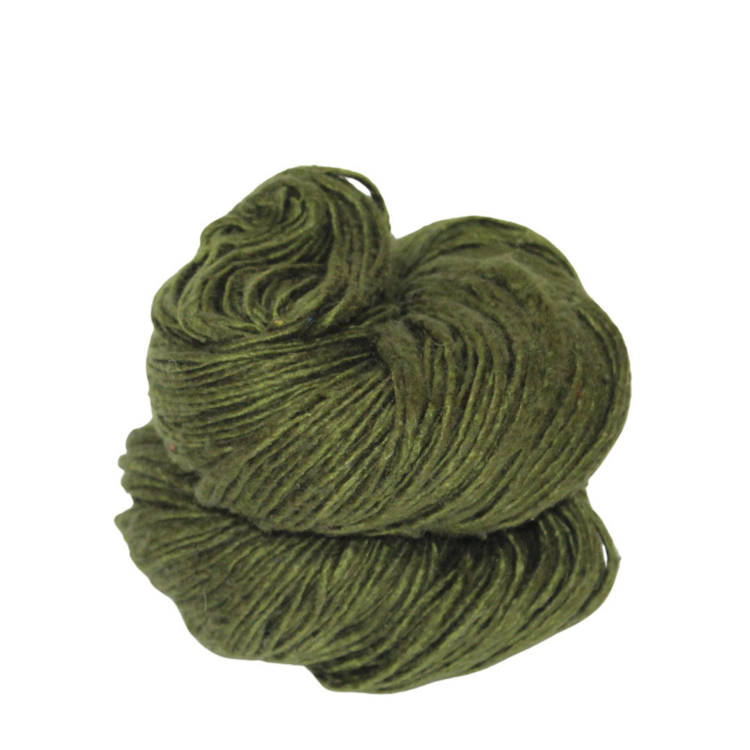 Knitsilk Recycled Mulberry Silk Roving Worsted Yarn — Hand-Dyed | 100g / 225 Yd | Olive Grove