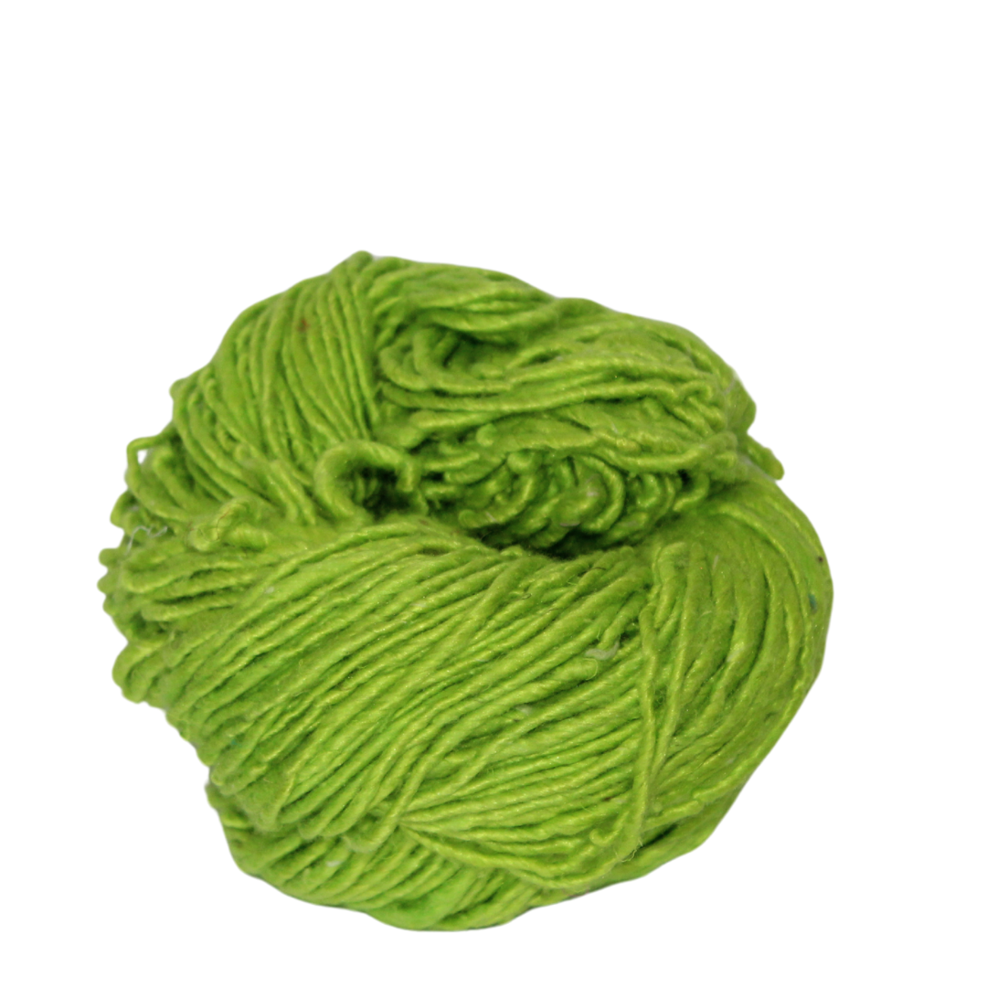 Knitsilk Recycled Mulberry Silk Roving Worsted Yarn — Hand-Dyed | 100g / 225 Yd | Green Zest