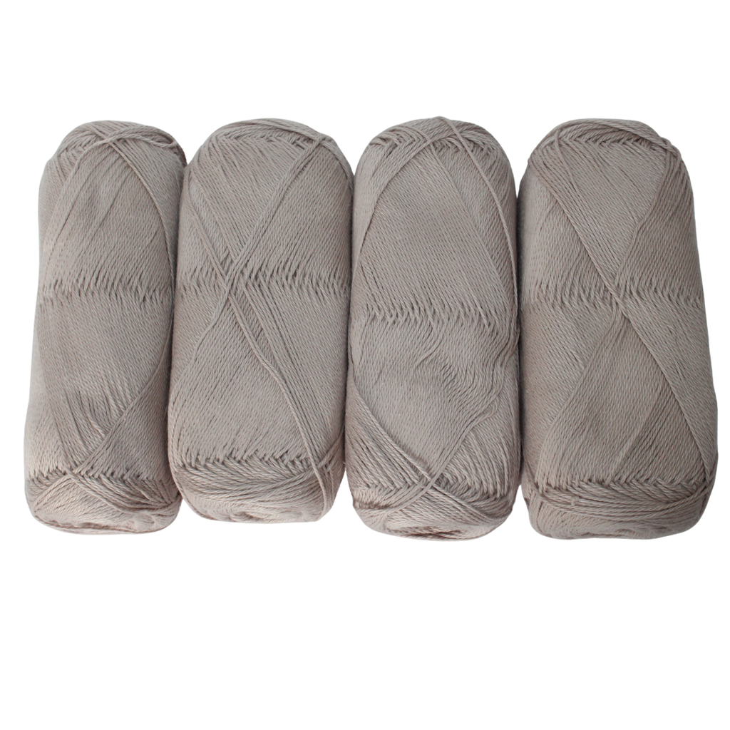 Knitsilk CottonMuse – 100% Gassed Mercerized Cotton Yarn| 4 x 75g (Total 1528 Yards), Soft, Matte Finish, Grey | Premium Crochet Thread for Apparel & DIY Crafts | Pack of 4