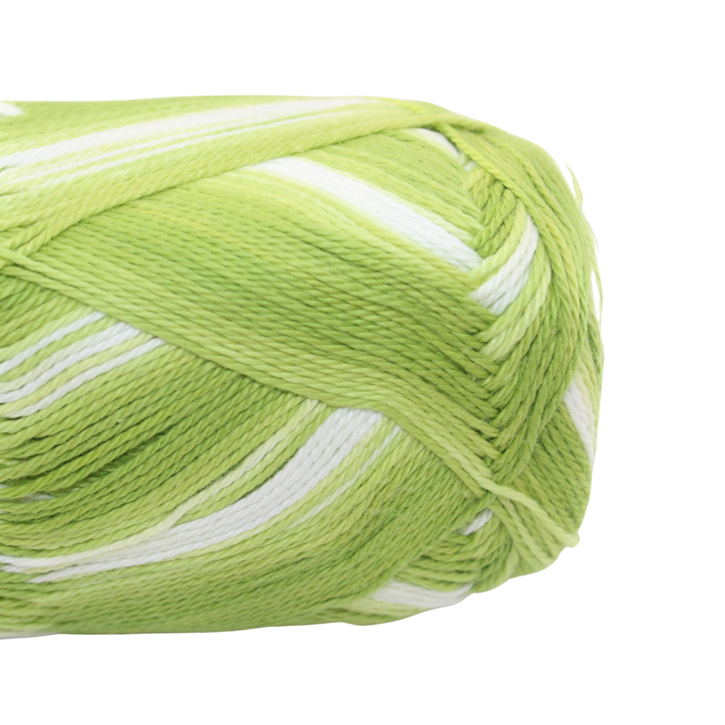 Knitsilk CottonMuse – 100% Gassed Mercerized Cotton Yarn| 4 x 75g (Total 1528 Yards), Soft, Matte Finish, Green white | Premium Crochet Thread for Apparel & DIY Crafts | Pack of 4