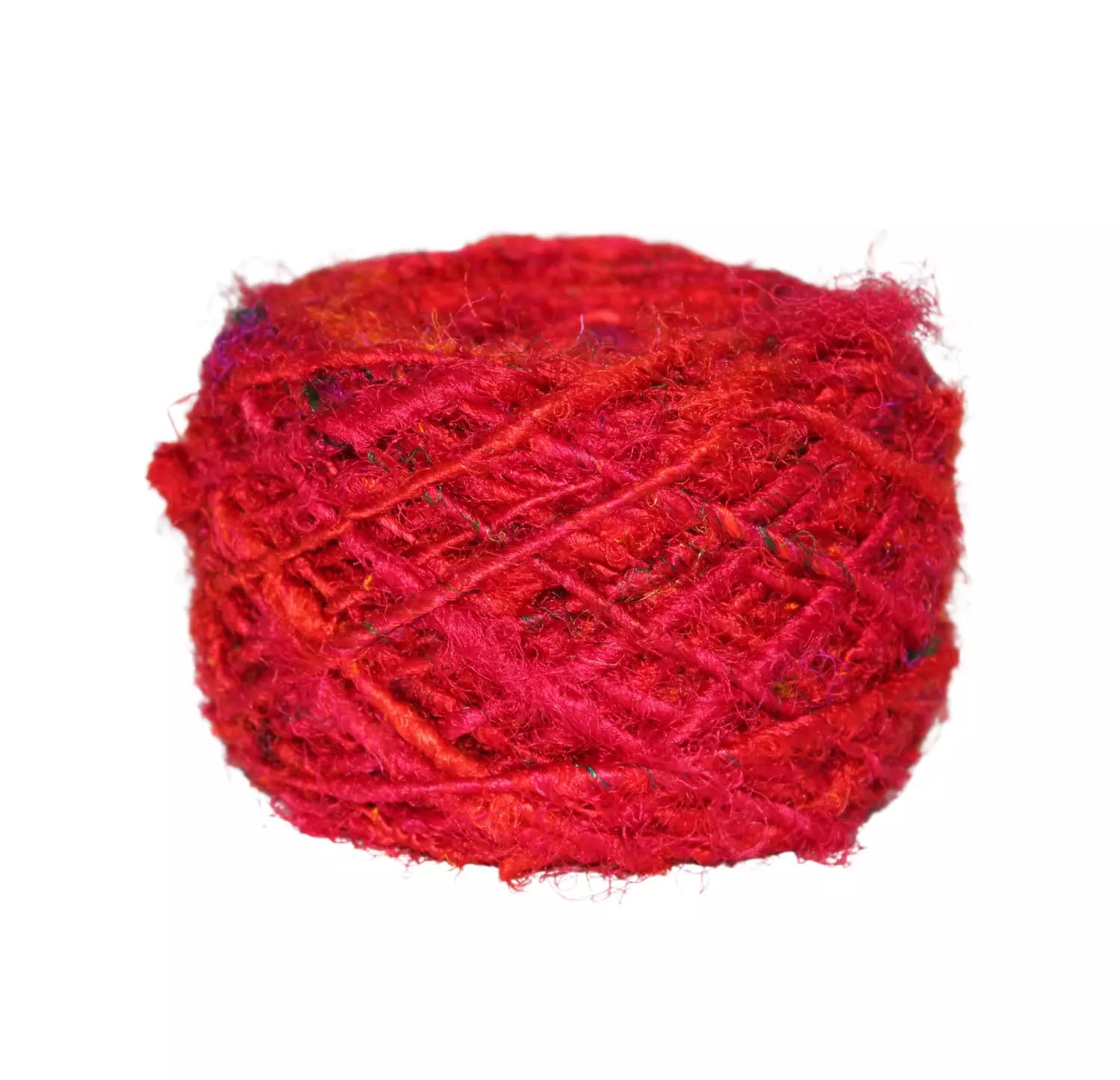 Knitsilk Regular Recycled Sari Silk Yarn - Red (100 Grams, 50-70 Yards) Soft Silk, Eco-Friendly, Knitting, Jewelry Making, Unique Craft Supplies