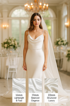 Knitsilk 100% Mulberry Silk Charmeuse Fabric – 25mm 44" Width – Pure Luxury Satin Weave - Off White - 1 Mtr