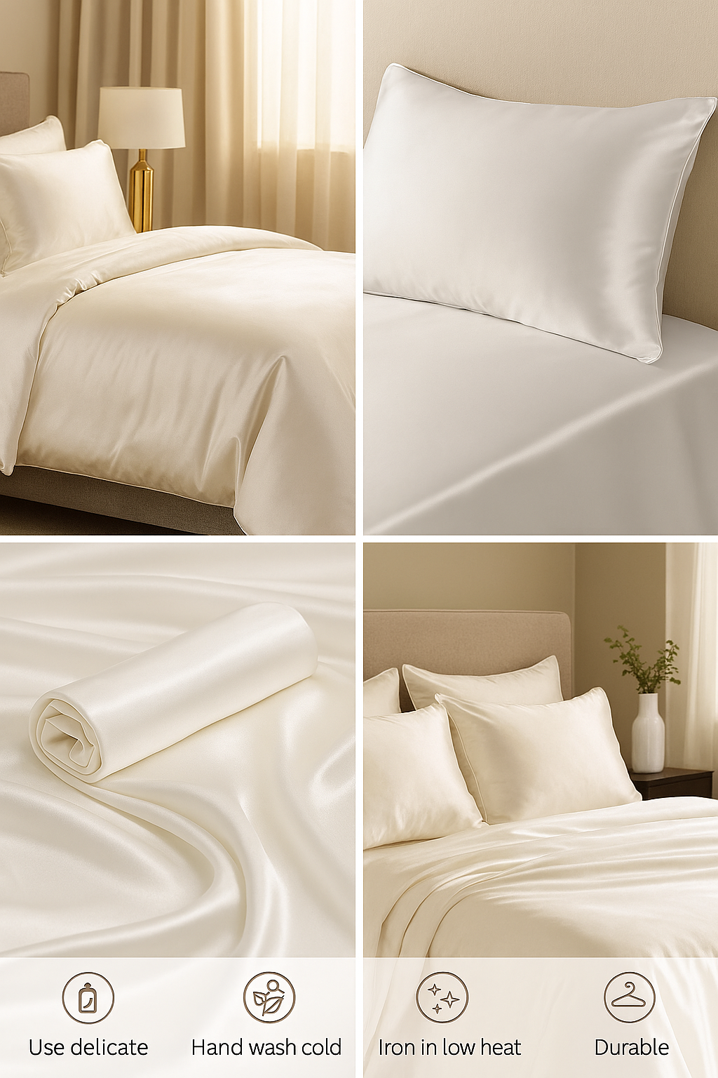 Knitsilk 100% Mulberry Silk Charmeuse Fabric – 25mm 44" Width – Pure Luxury Satin Weave - Off White - 1 Mtr