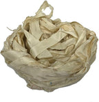 Knitsilk Recycled Undyed Sari Silk Ribbon Yarn – Super Bulky | Ivory | Crochet, Knitting, Embroidery & Jewelry Making | 100g / 30 Yards