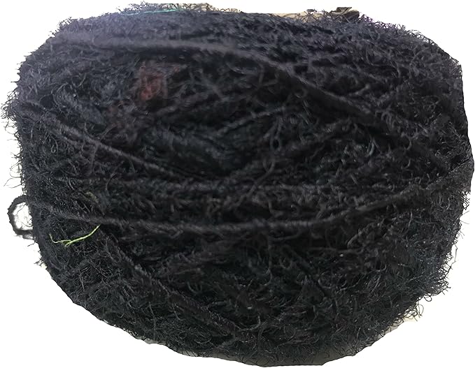 Knitsilk Premium Ball Recycled Sari Silk Yarn - Black- 100gm, 150yards