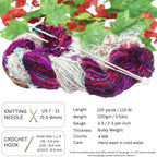 Knitsilk Handspun Recycled Sari Silk Yarn – White & Multicolor Combo | 100g x 2 | 50-70 Yards/Ball | Eco-Friendly Bulky Yarn for Knitting, Crocheting & Weaving
