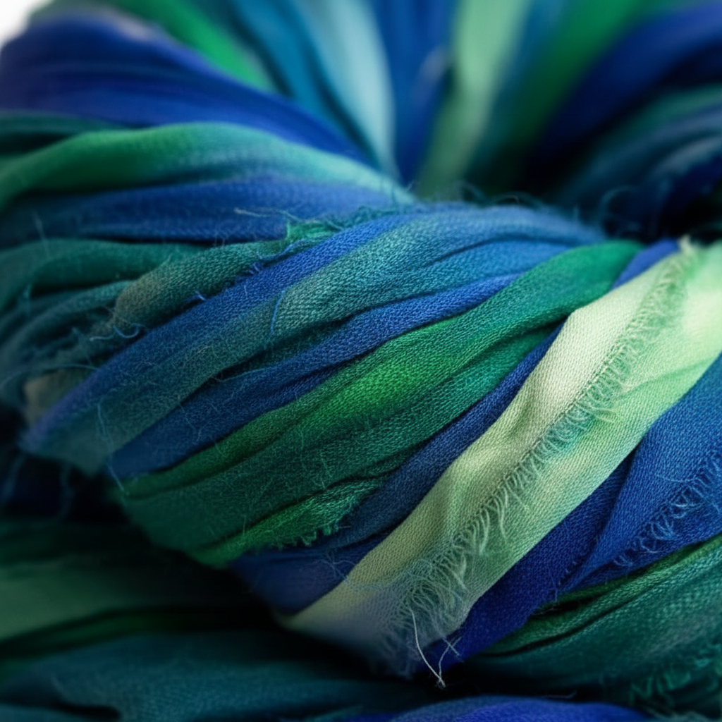 Close-up – Blue Galaxy Sari Silk Yarn