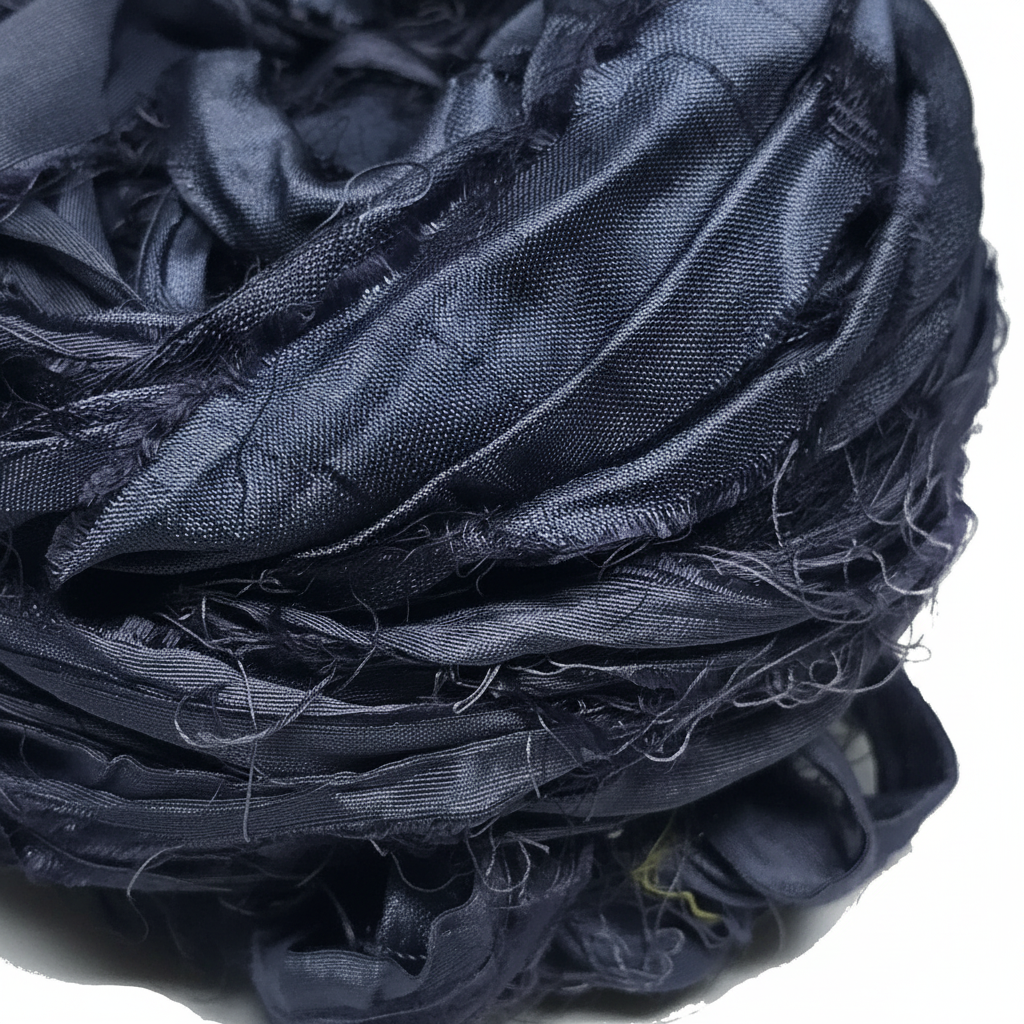 Close-up – Charcoal Grey Sari Silk Yarn