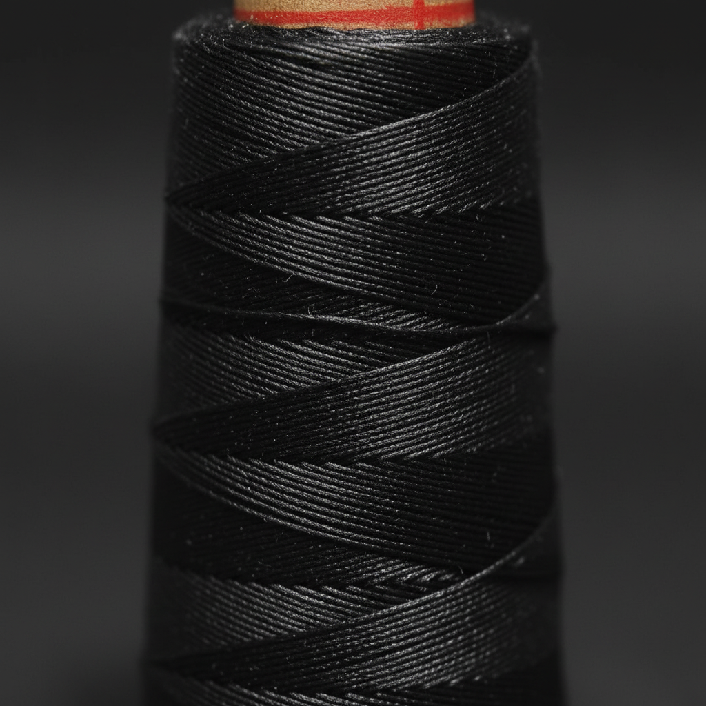 Close-up – Jet Black Silk Yarn Texture