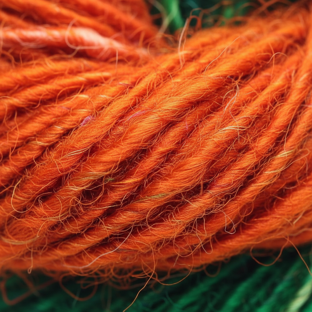 Close-Up – Orange & Green Yarn Texture