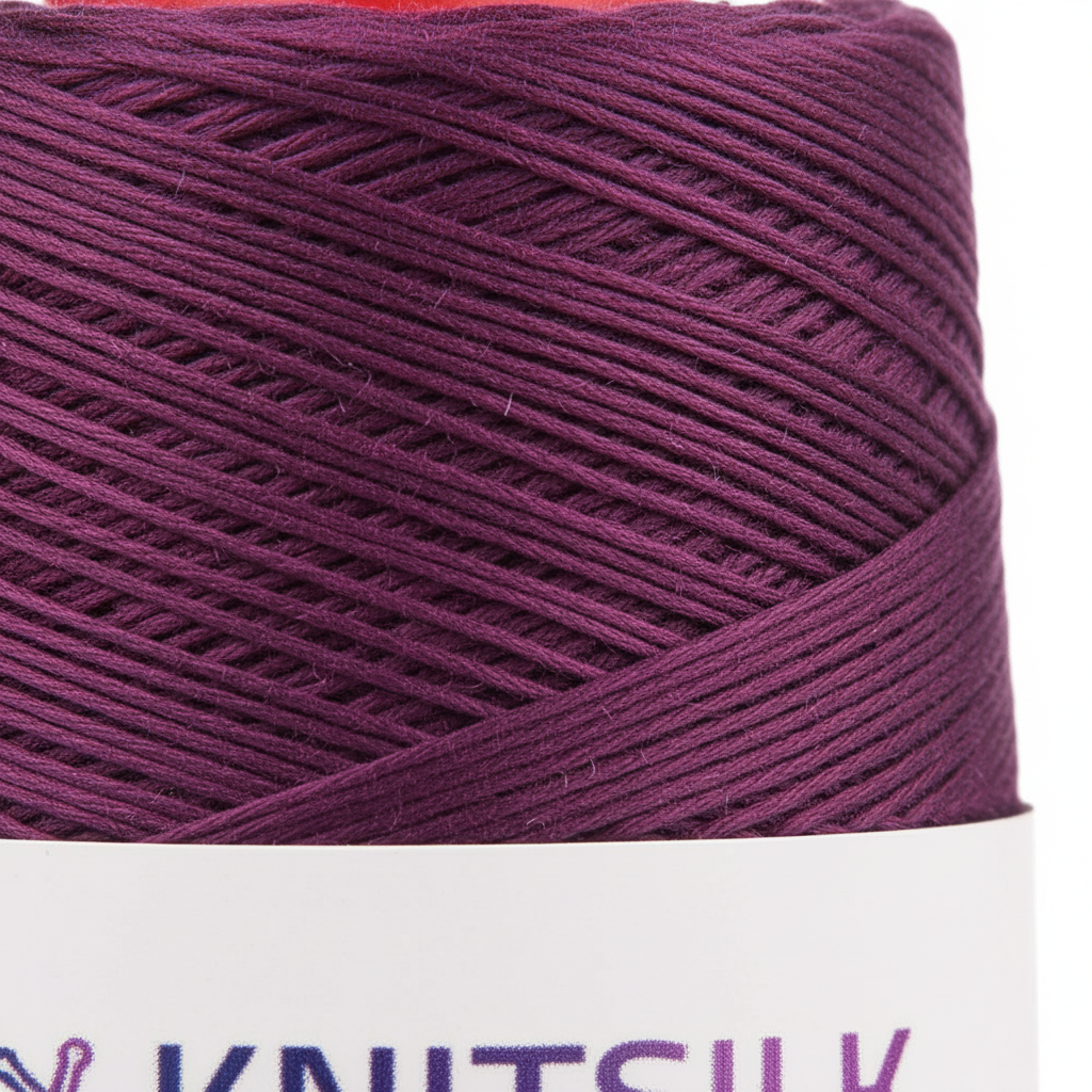 Close-up – Rich Plum Magenta Silk Yarn Texture
