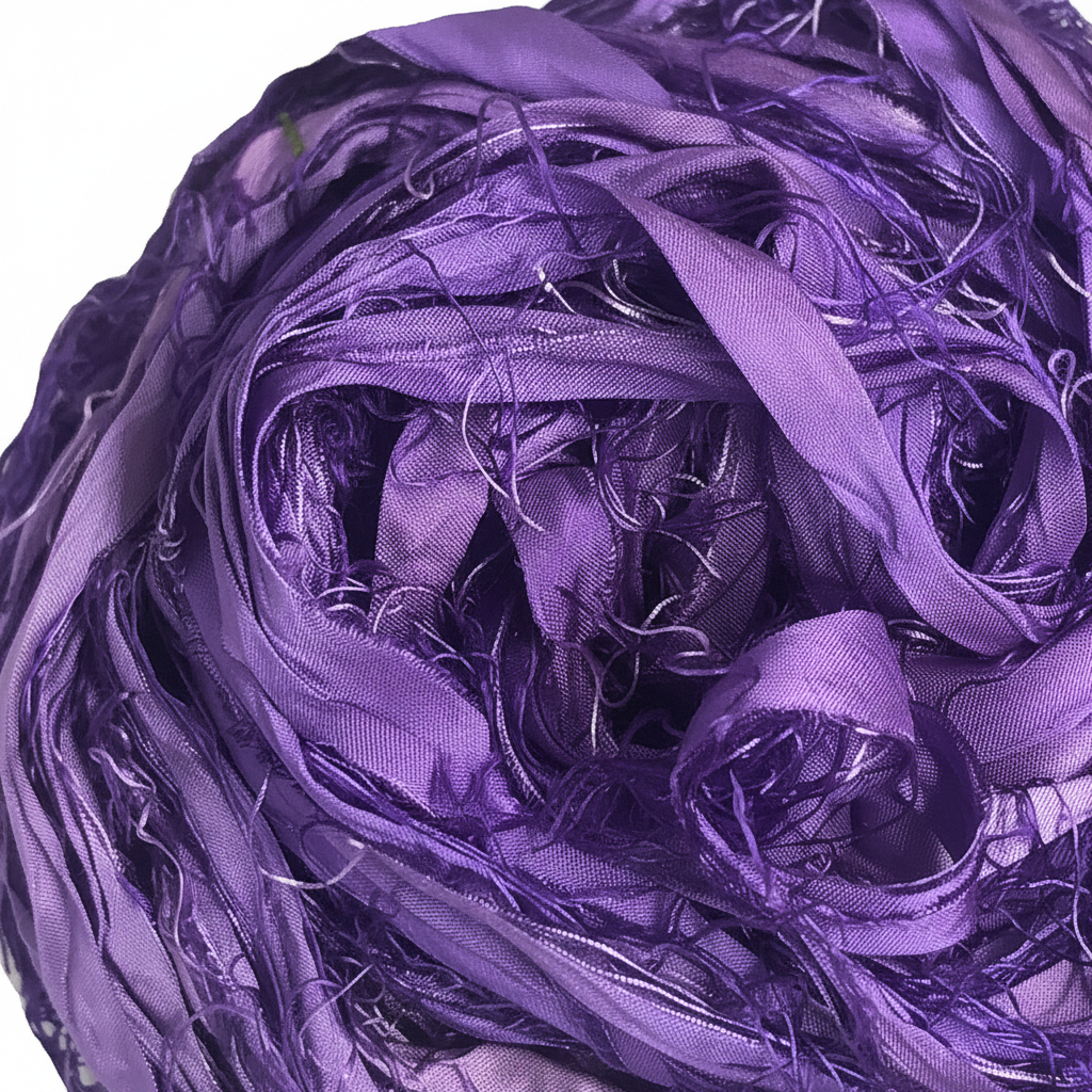 Closeup – Amethyst Purple Sari Silk Yarn